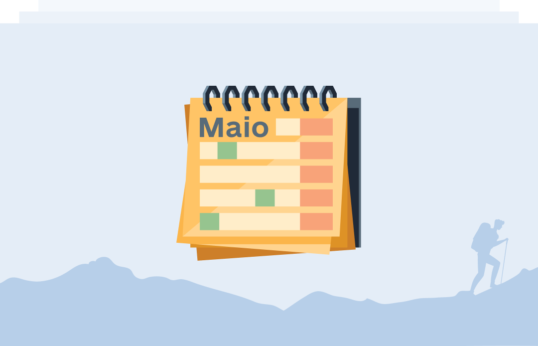 Flip calendar showing Maio illustration